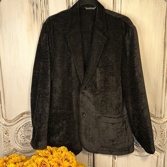 Men’s Crushed Black Velveteen Sports Jacket Size Large - Picture 1 of 10